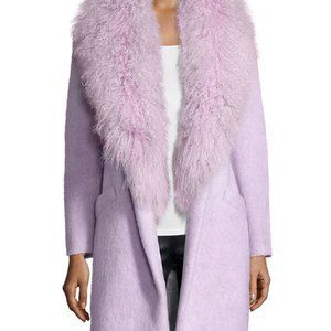 Elizabeth and James Fur Collar Coat Purple